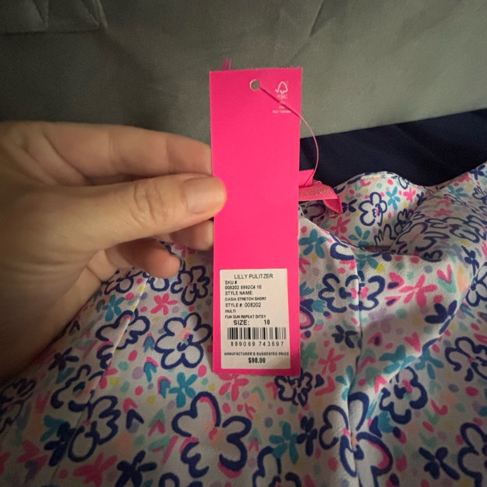 Lilly Pulitzer Pink and Blue Shorts with Floral Print